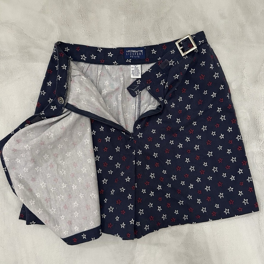 Women's Navy Liz Claiborne Sport Red And White Star Skort In 8 Petite - Picture 3 of 5